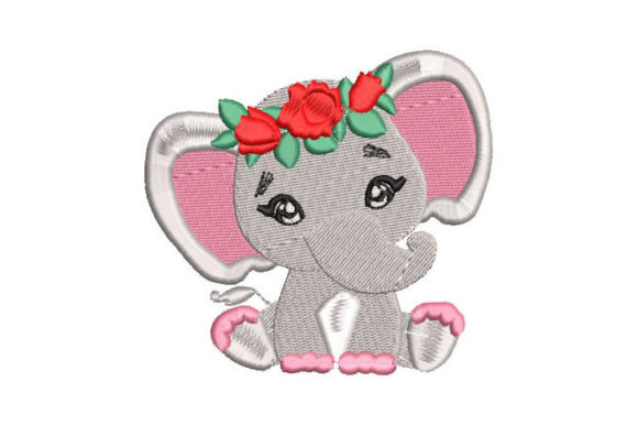 Baby Elephant with Crown of Roses