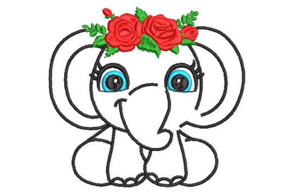 Elephant with Roses