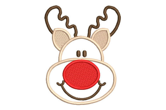 Linear Christmas Reindeer Face